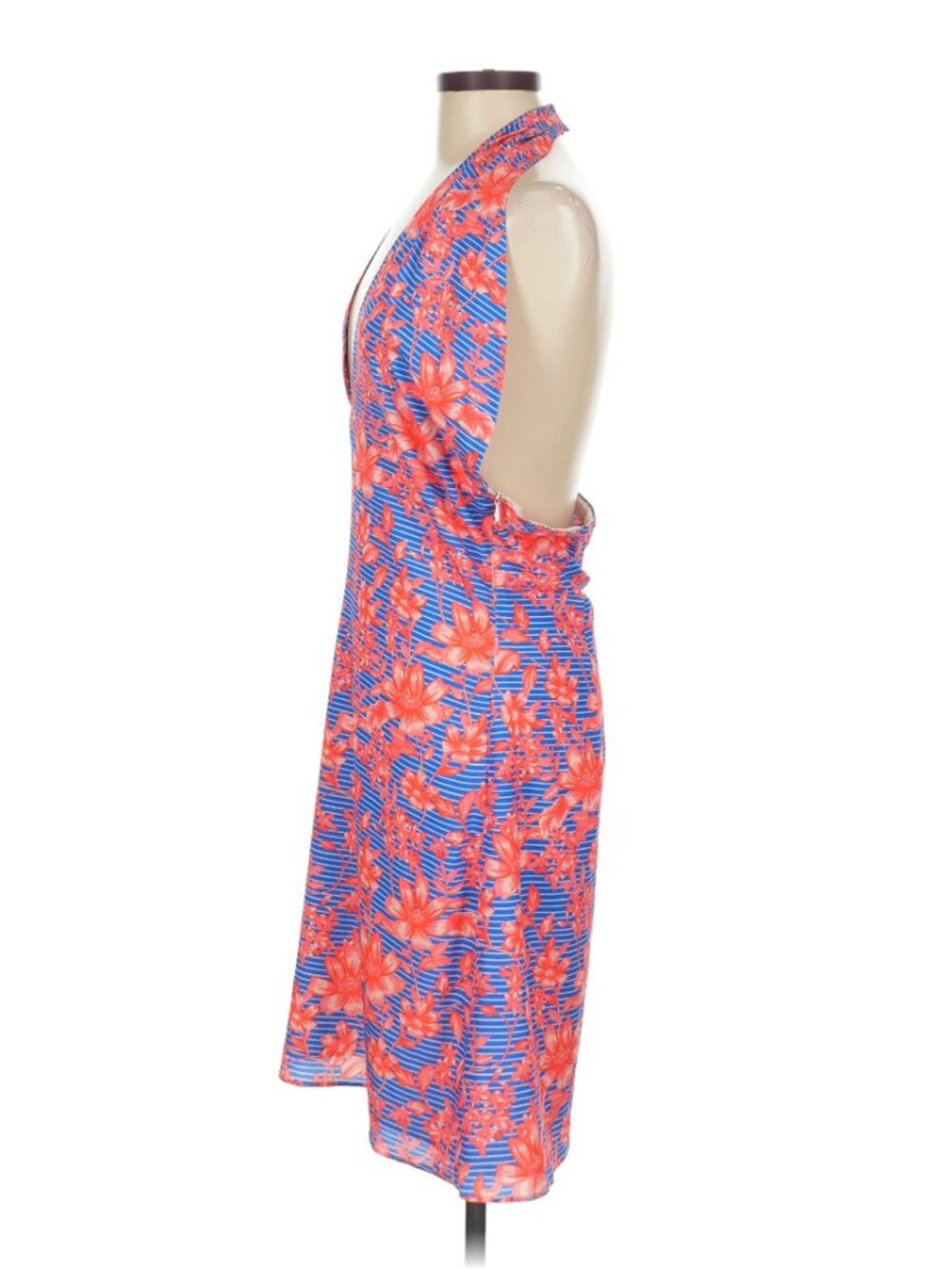 Belle Badgley Mischka "Delilah" Tropical Floral Cross-Over Halter Dress - Picture 6 of 11
